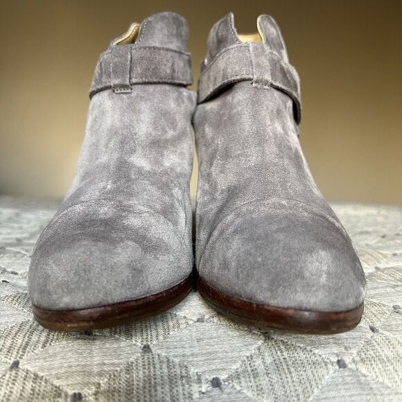 Rag & Bone Harrow Gray Suede Block Heel Western Bootie Boot Women EU 38.5 US 8.5 - Picture 10 of 16